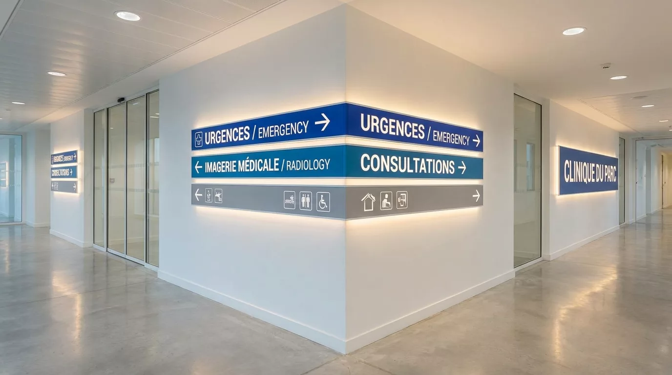 Signalétique intérieure et extérieure professionnelle — Applique Montpellier (34)