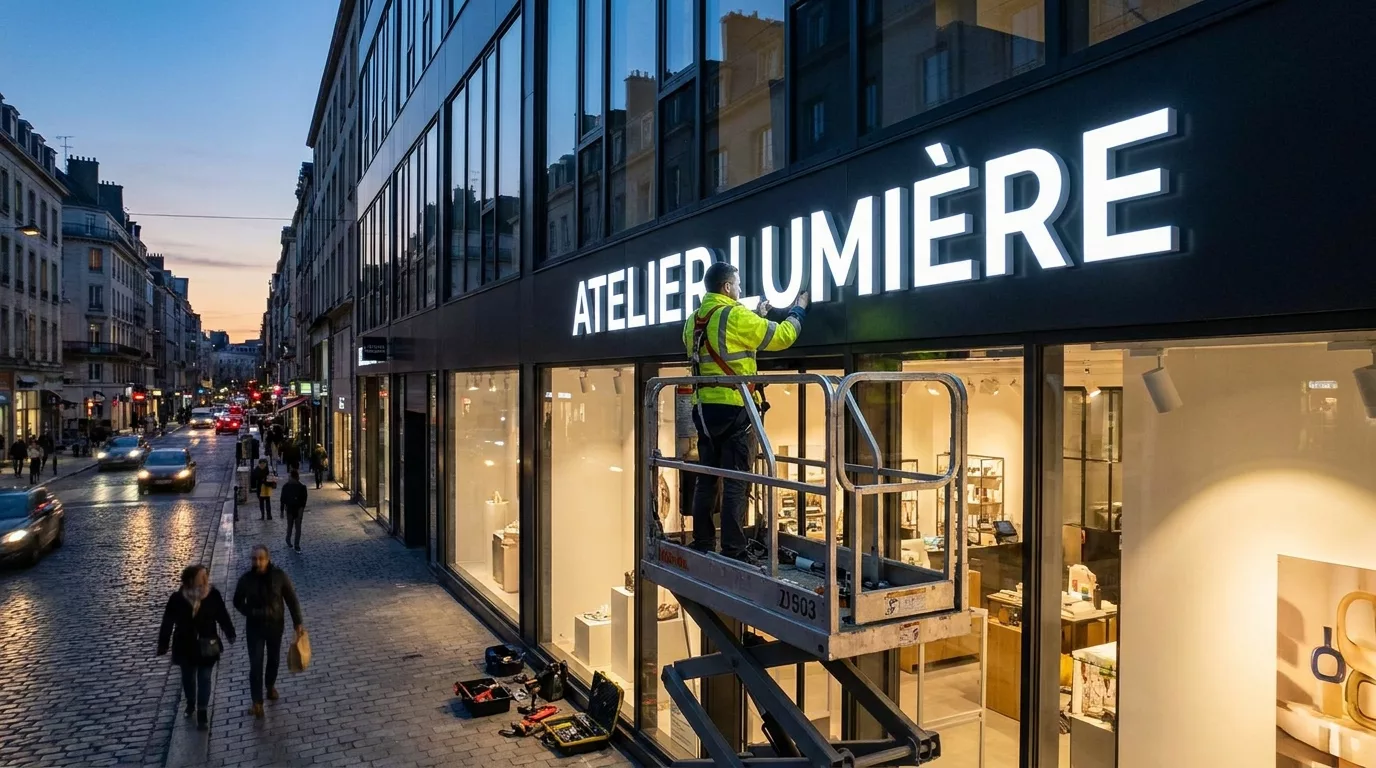 Installation enseigne LED devanture commerciale Montpellier