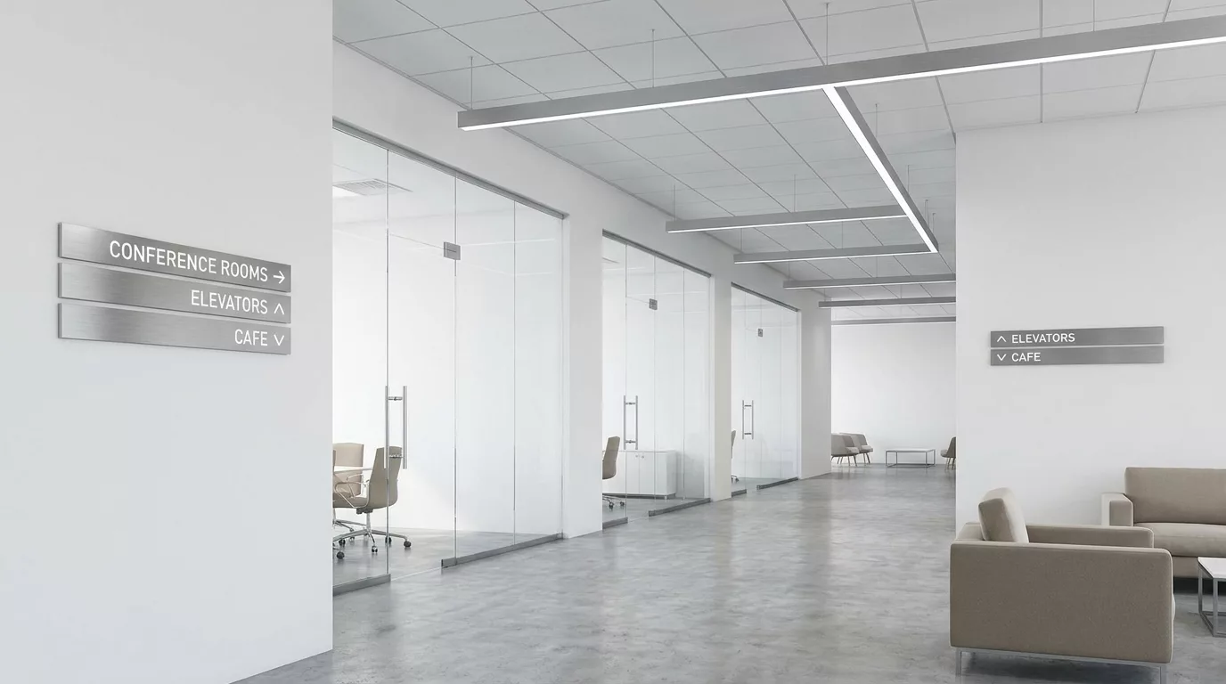 Signaletique directionnelle interieure bureau moderne