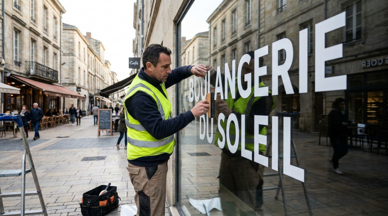 Lettrage vinyle adhésif : textes, citations et habillage décoratif professionnel