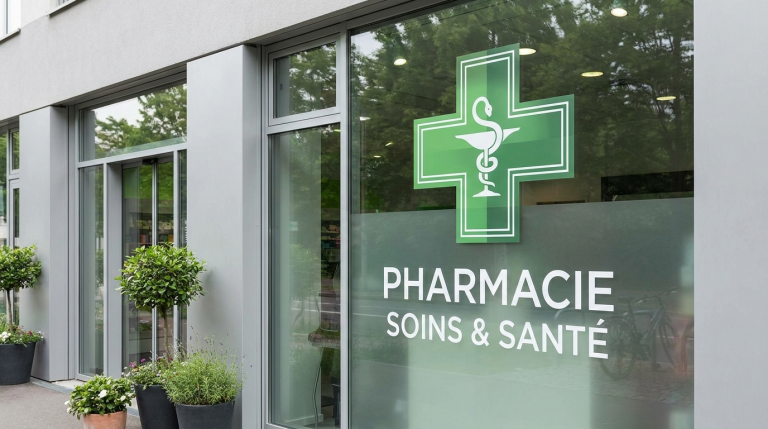 Vitrophanie croix de pharmacie : réglementation et pose