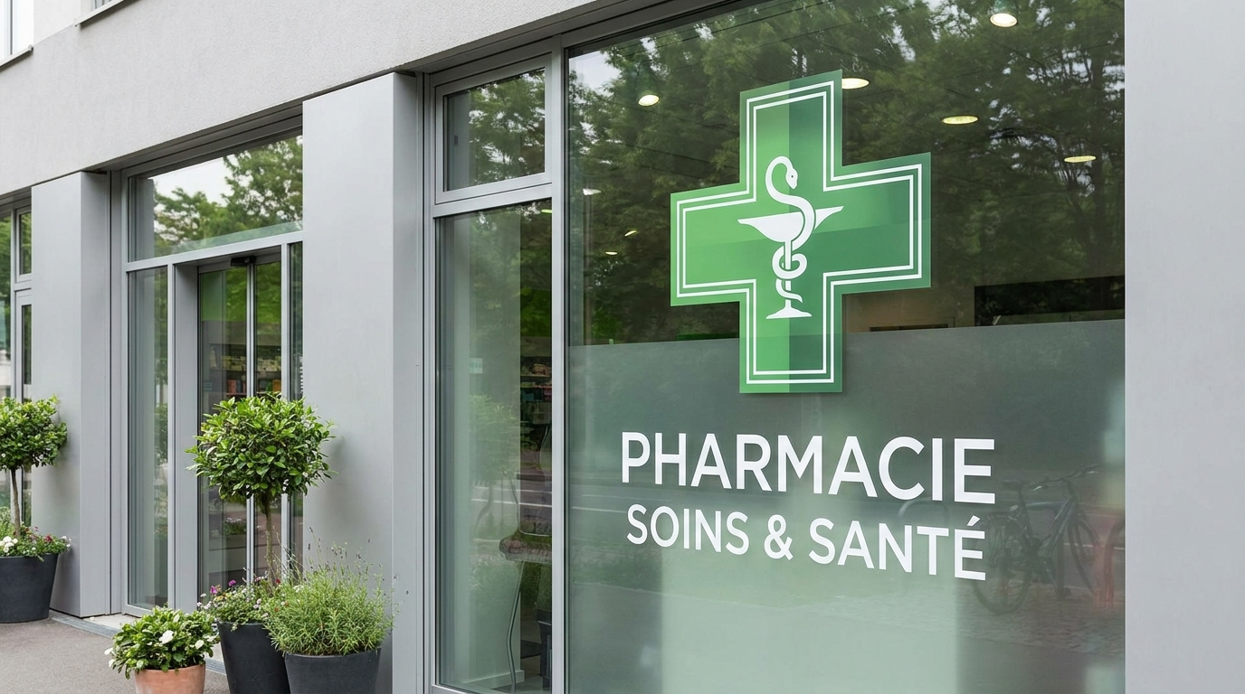 Vitrophanie croix de pharmacie : réglementation et pose