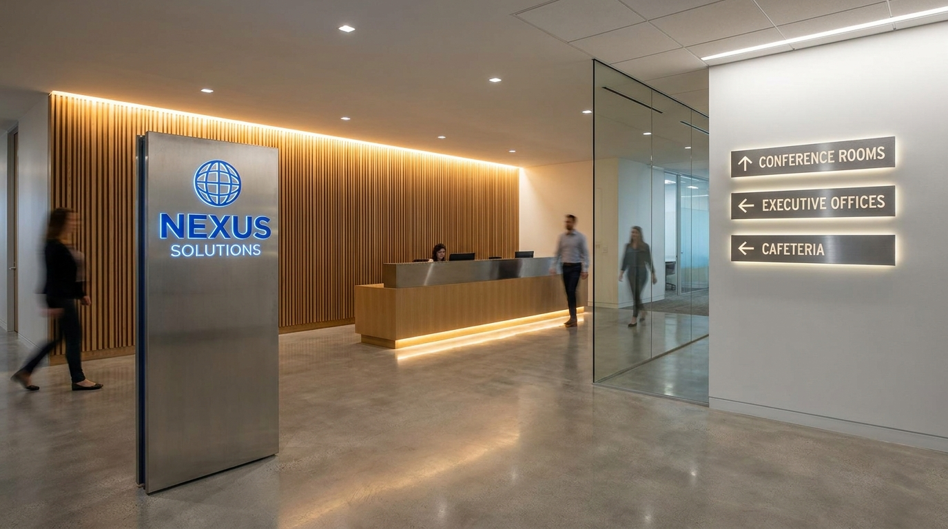 Totem d\'accueil d\'entreprise dans le hall : bien le concevoir pour orienter les visiteurs